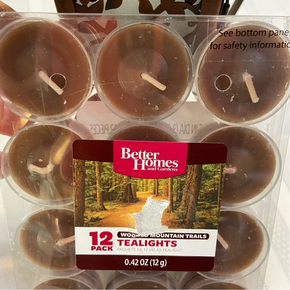 Lantern Tea Light Holder Rustic Copper Colored Frosted Glass IncludesTea Lights - Picture 10 of 11